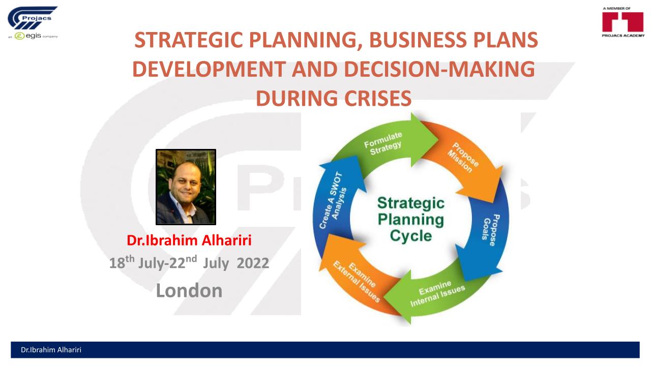 Title slide — Strategic Planning, Business Plans Development and Decision-Making During Crises