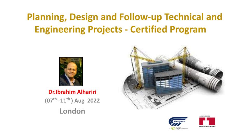 Title slide — Planning, Design and Follow-up of Technical and Engineering Projects — Certified Program
