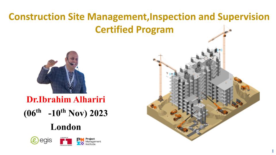 Title slide — Construction Site Management, Inspection and Supervision — Certified Program